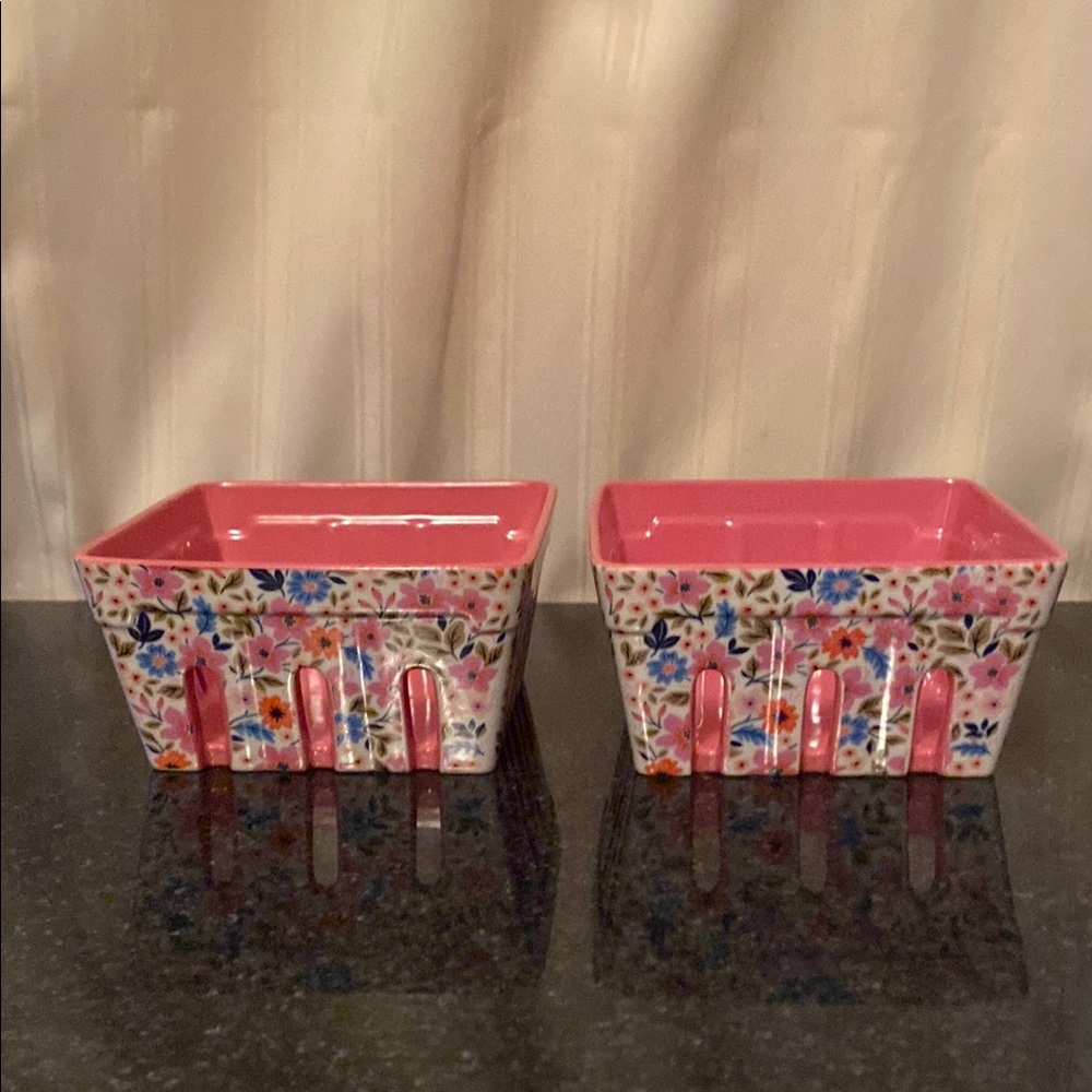 NEW! Set of Two Ceramic Berry Bins